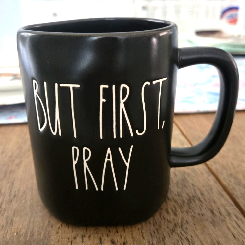 Rae Dunn But First, PRAY Mug VHTF